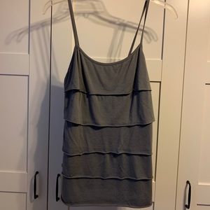 Gray layered ruffle tank